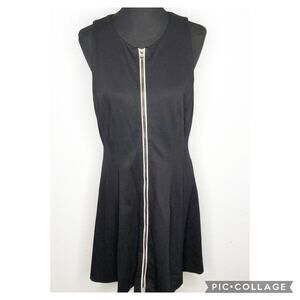 Boston Proper black sleeveless full zip front knit dress